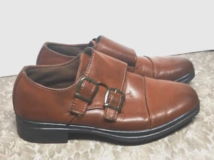 Josmo Big Kids Boy's Monk Dress Shoes Size 2M Oxfords brown camel Metal Buckles - Picture 1 of 10