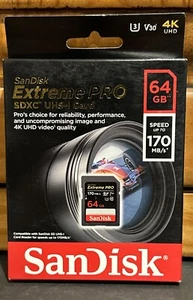 Tarjeta SanDisk 64GB Extreme PRO SDXC 170MB/s Clase 10 UHS-1 U3 4K Memoria V3 64G - Imagen 1 de 4