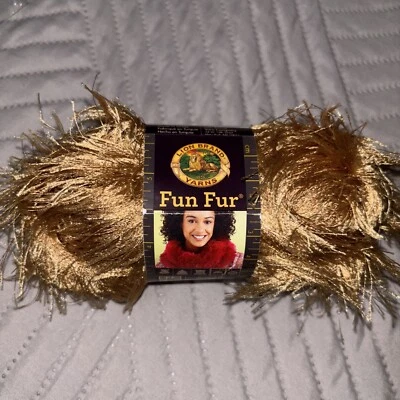 Lion Brand Fun Fur Eyelash Yarn Amber #171 Gold Color Skeins 1.75 - Image 1 of 4