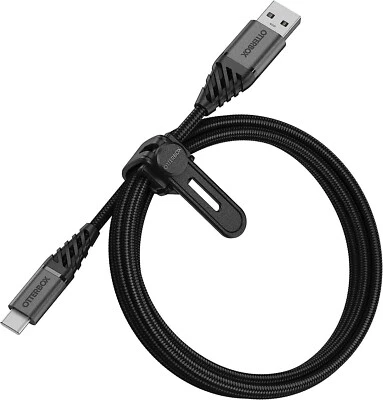 OtterBox Premium Reinforced Braided Durable Tough USB-A to USB-C Cable 1m Black - Image 1 of 4