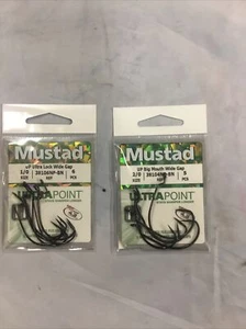 2 Packungen Mustad Wide Gap Schneckenhaken 1/0, 2/0 Neu in Verpackung - Bild 1 von 3