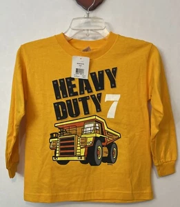 AAA Boys Size 7 Yellow “Heavy Duty 7” Cotton Dump Truck Shirt NWT! A6803 - Picture 1 of 4