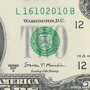 OCT 16 2010 Birthday Date Note Fancy Serial Number Two Dollar Bill 10 16 2010 - Picture 1 of 11