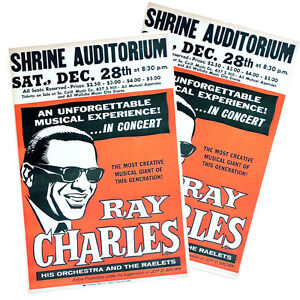 Two Ray Charles Shrine Auditorium Reproduction Concert 11x17 Posters
