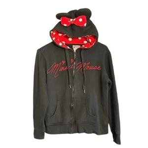 Disney Parks Black and Red Minnie Mouse Full Zip Front Hoodie Size L (Youth) - Picture 1 of 9
