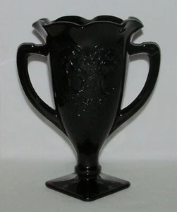 Depression Glass LE SMITH BLACK AMETHYST Art Nouveau Nymphes Footed Flower Vase - Picture 1 of 1