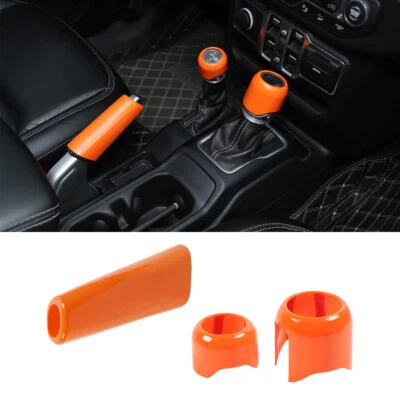 Handbrake & 4WD Gear Shift Knob Head Trim for Jeep Wrangler JL JT 18+ Orange ABS - Image 1 of 4