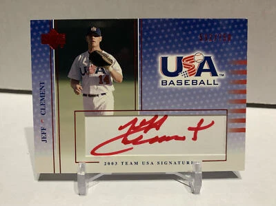 2003 Upper Deck USA Baseball Team Signatures Red Ink /750 Jeff Clement Auto - Image 1 of 2