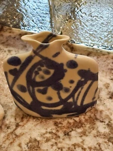 Earth Sky Pottery ESP Handmade Slab Signed Bloom Blue Art Pottery Mini Vase - Picture 1 of 5
