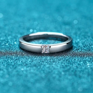 Anillo de boda de moissanita de 0,3 quilates corte princesa VVS1 real plata de ley 925 - Imagen 1 de 17