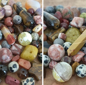 85 Natural Gemstone Beads Mix Style Shape, Round, Nugget, Brown Earth Colours - Picture 1 of 7