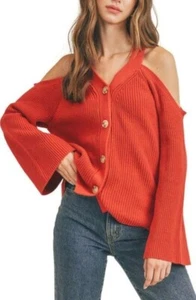 Üppige Cold Shoulder Strickjacke in Cherry Mahagoni Gr. M - Bild 1 von 11
