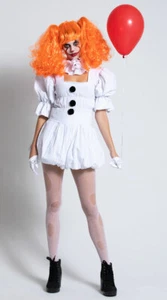 Womens Pennywise Clown Adults Fancy Dress IT Costume Circus Halloween Horror - Picture 1 of 2