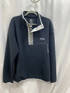 New Columbia Men’s Size M Black Half Snap Fleece Sweater Pullover - Picture 1 of 11