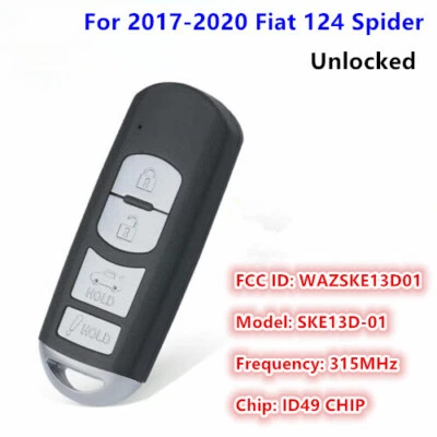 WAZSKE13D01 for 2017 2018 2019 2020 Fiat 124 Spider Remote Key FOB 315MHz ID49 Foto 1 de 3