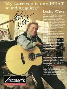 Leslie West Mountain band Larrivee Jumbo acoustic guitar ad 8 x 11 advertisement - Picture 1 of 3