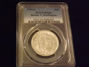 1950-S 50 C Booker T. Washington PCGS MS 66 - Picture 1 of 2