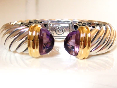 PULSERA CABLE OSCILANTE AMATISTA SS ORO 18K DAVID YURMAN 15mm Foto 1 de 4