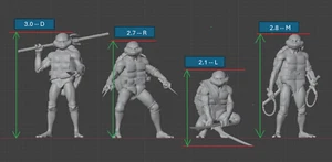 Teenage Mutant Ninja Turtles 4 Pieces 1:24 Donatello Raphael Leo MichaelAngelo - Picture 1 of 2