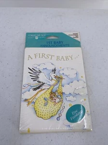 1ST First Baby Announcement Cards With Envelopes American Greetings Stork Pack 8 - Picture 1 of 5