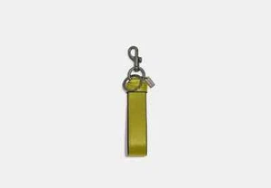 COACH CH075  Chartreuse LARGE LEATHER LOOP SNAP VALET KEY FOB RING CHARM NEW NWT - Picture 1 of 2