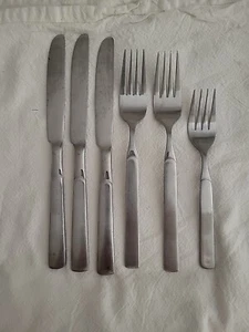 6 Pc Tools of the Trade Stainless Flatware Forks and Knives - Picture 1 of 6