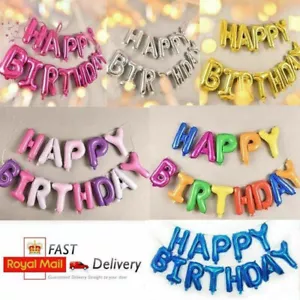 Happy Birthday Balloons Banner Bunting Self Inflating Decoration Letters Balloon - Picture 1 of 19