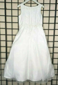 NWT NEW Ivory Chiffon Beaded/Bling Party Dress 6/7Y Wedding Pageant Sarah Louise - Picture 1 of 12