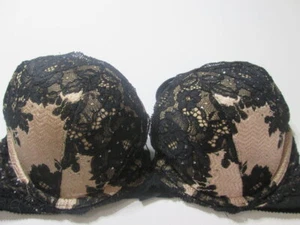 Sujetador Victoria Secret Talla 34C Negro Con Aros Push-Up Ajustable Con Cuentas Encaje - Imagen 1 de 8