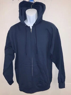 Hanes Men’s Cotton SMALL Full Zip Hoodie Sweatshirt N-BLUE Heavy weight full zip - Image 1 of 4