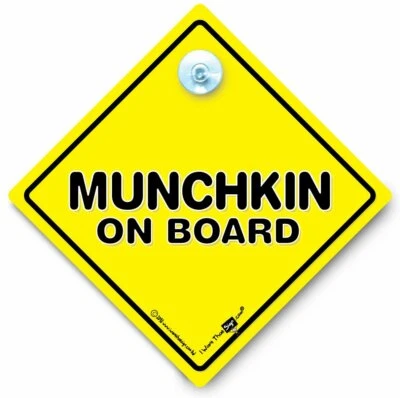 IWANTTHATSIGN.COM Munchkin On Board Car Sign, Funny Car Sign, Baby On Board Sign, Suction Cup Sign
