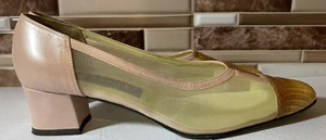 J. Renee “Ava” Pink Leather & Mesh Square Toe  Block Heel Pumps US Size 8.5M - Picture 1 of 3