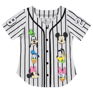 Disney Girls Baseball Jersey T-Shirt with Lilo & Stitch and Mickey Mouse-... - Picture 1 of 33