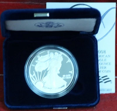 Uncirculated Proof 2008-W American Eagle Silver One Dollar - Image 1 of 2