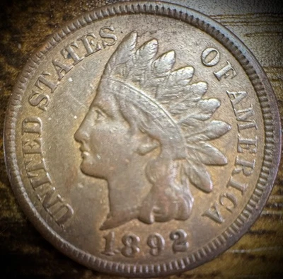 1892 Indian Head Cent Penny Full Liberty Nice Coin VIDEO - Image 1 of 3