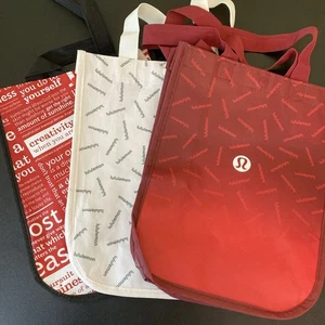 LULULEMOM Shopping Bag Autentica Riutilizzabile Sacchetti Regalo Vuoti (12” X 9” X 4”) Confezione da 3 - Foto 1 di 2