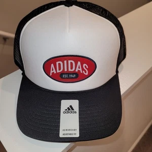Men's Adidas Foam Trucker Hat Black/White NWT Aeroready Adjustable Fit - Picture 1 of 6