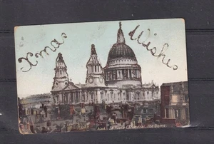 GREAT BRITAIN, LONDON, St. PAUL'S CATHEDRAL, THE DOME, 1906 tinselled ppc., used - Picture 1 of 1
