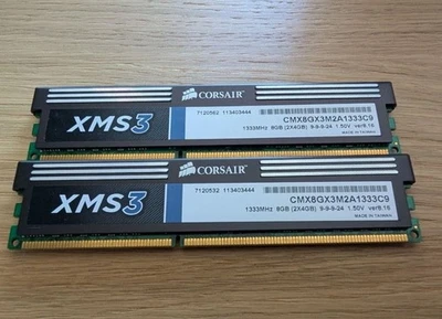 Corsair XMS3 CMX8GX3M2A1333C9 8GB (2x4GB) DDR3 1333MHz Low Latency Memory - Image 1 of 2