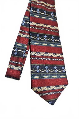 Corbata de seda vintage CLAIBORNE, granate, azul, blanco roto, 4 x 58 pulgadas Foto 1 de 4