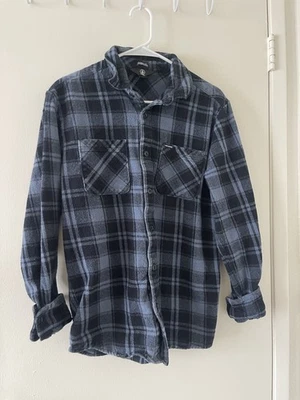 Men’s Volcom Button Up Flannel Long Sleeve Shirt Size Medium Blue Plaid - Image 1 of 4