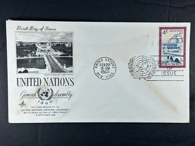 Naciones Unidas 1960 ONU FDC 4c Asamblea General París Francia Primer Día a424 Foto 1 de 2