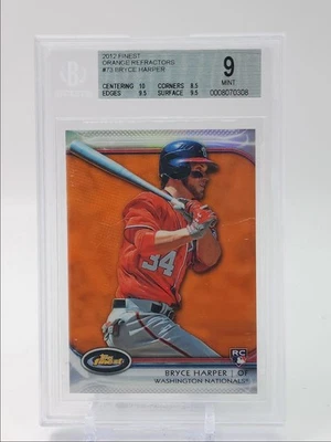 BRYCE HARPER 2012 TOPPS FINEST ROOKIE ORANGE REFRACTOR RC BGS 9 Q1217 - Image 1 of 2