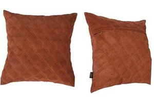 100% Lambskin Tan Suede Diamond Leather Pillow Cover - Sofa Cushion Case - - Picture 1 of 3