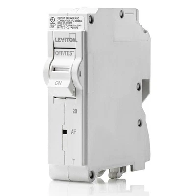 Disyuntor de rama Leviton, AFCI 1 polo 20 amperios, 120 voltios, magnético térmico L Foto 1 de 2