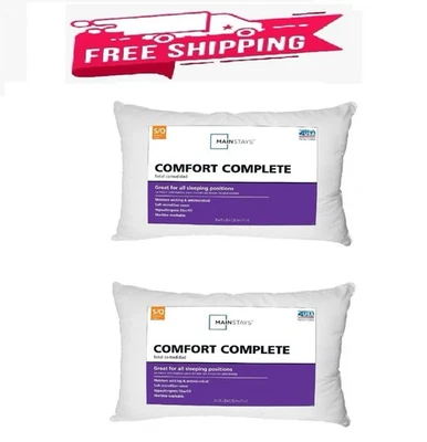 (2 pack) Mainstays Comfort Complete Bed Pillow, Standard/Queen - Image 1 of 4