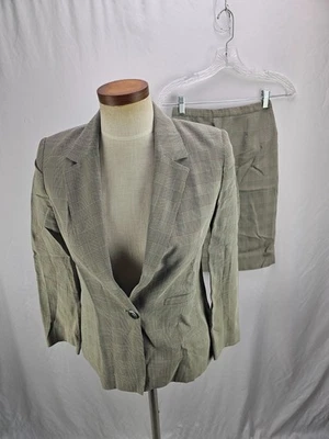 Traje falda para mujer Dana Buchman gris a cuadros mezcla de lana 2P Foto 1 de 4