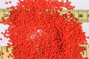 9/0 Antique French Glass Opaque Coral #3 Seed Beads Crafts Jewelry Making/ 1oz - Picture 1 of 1