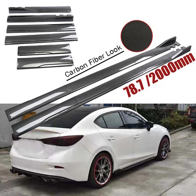 Carbon Fiber Side Skirt+Rocker Panel Splitter Lip For Mazda 2 3 5 6 - Image 1 of 4