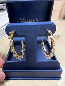 Assael 18k Yellow Hold And Diamond Hoops - Picture 1 of 5